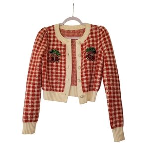 Maxrieny Small Cherry Cardigan Beaded Twee New Girl